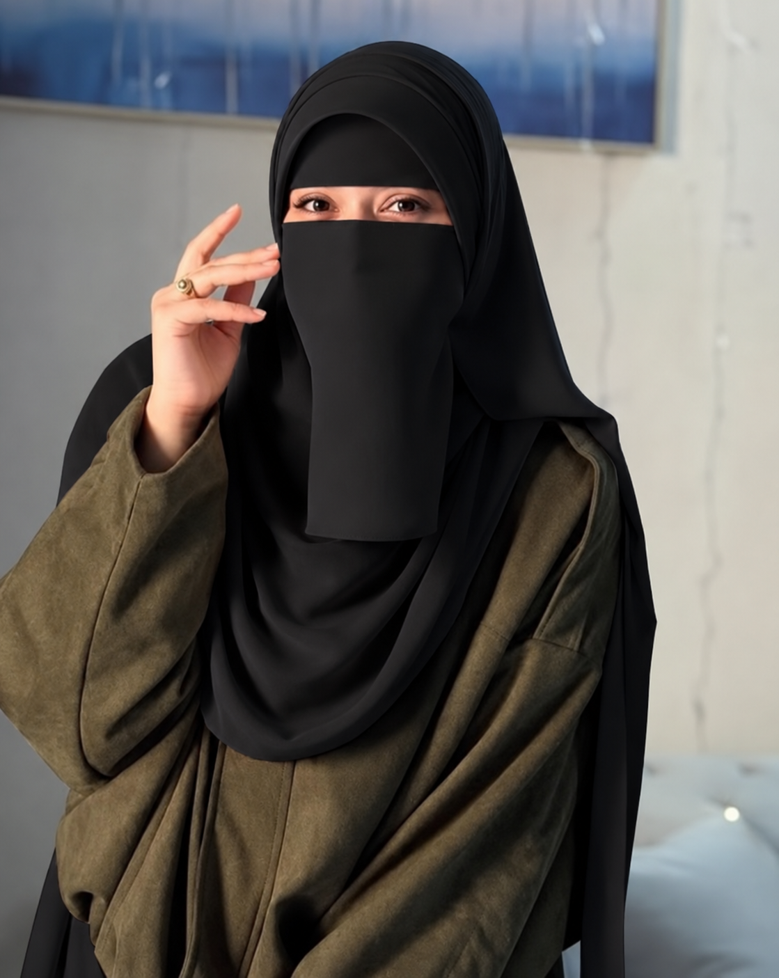 طقم طرحة بلثمة وشريطة
